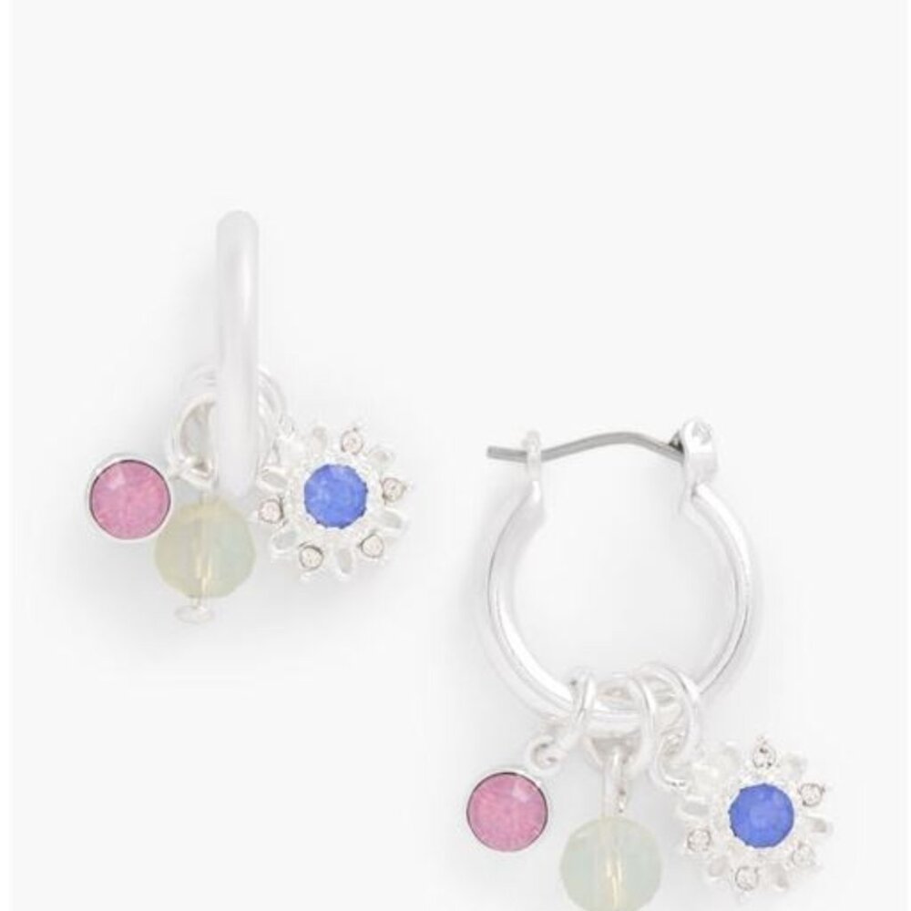 TALBOTS - Sparkling Starburst Charm Hoop Earrings  NWTpp